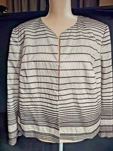 Giacca TALBOTS Petites foderata taglia 18W panna con ricamo a macchina marrone tutto - Foto 1 di 9