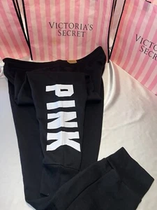 Victoria Secret PINK Everyday Lounge Jogger Big Logo Black & White Large - Picture 1 of 3
