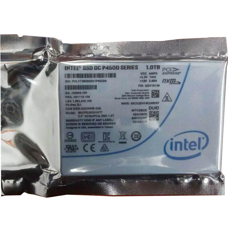 New 1TB intel SSD DC P4500 Series Solid State Drive NVMe/PCIe 2.5" SSDPE2KX010T7 - Bild 1 von 1