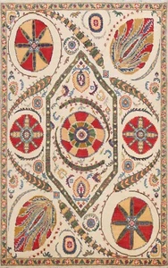 Vegetable Dye Super Kazak Oriental Area Rug Art & Crafts Hand-knotted IVORY 5x7 - Picture 1 of 12