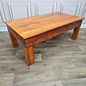 Mesa de centro retro vintage sólida gruesa de palo de rosa indio Sheesham - rústica - Imagen 1 de 24