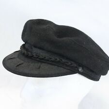 Aegean Greek Fishermans Cap 7 1/2 Black Made In Greece Men Wool Fiddler Hat