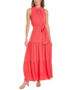 Anne Klein Women's Tiered TIE Neck Maxi Dress Red Pear Size 14 - Picture 1 of 2
