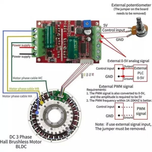 400W 6-60V BLDC 3 Phase DC Brushless Motor Controller Pwm Hall Motor Control DE - Bild 1 von 11