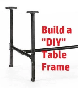 Black Pipe Table Frame Kit 3/4” X 42” long X 20” wide X 30" tall - Picture 1 of 3