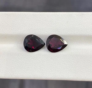 7.00 ct Best Grade Deep Purple Red / Natural Rhodolite Garnet - Pear 2pcs Video - Picture 1 of 2