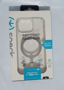 Speck Presidio Perfect-Clear avec coque MagSafe dorée - iPhone 14 pro - Transparente - Photo 1 sur 1