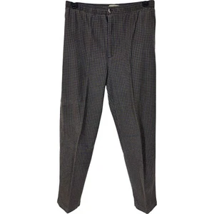 Pantalones de vestir para mujer LL Beans L gris pequeño algodón pierna recta guinga tiro medio - Imagen 1 de 7