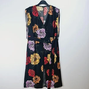 Abito avvolgente River Island nero floreale taglia UK 20 - Foto 1 di 7