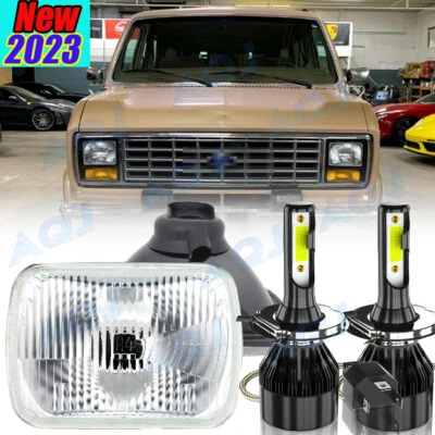 DOT Pair 7x6" 5x7" LED Headlights Hi/Lo for Ford E-150 E-250 Econoline F650 F750 - Image 1 of 4