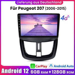 9" Android 12 Autoradio GPS Navi Für Peugeot 207 2006 BT DAB WIFI Carplay 6+128G