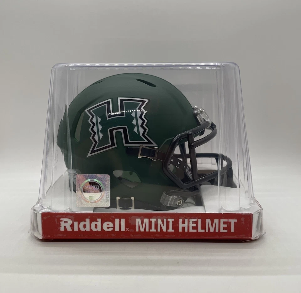 Hawaii Matte Green Rainbow Warriors Alternate Speed Riddell Mini Helmet