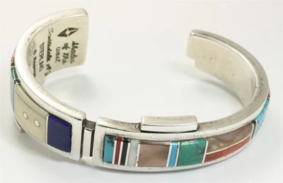 Brazalete Dale Begaye Navajo Plata Esterlina Multi Piedra Canal Incrustación 51g Foto 1 de 4
