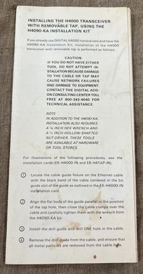 1st Edition, Oct 1985 H4000 Digital Ethernet Transceiver Installation Card DEC - Image 1 of 4