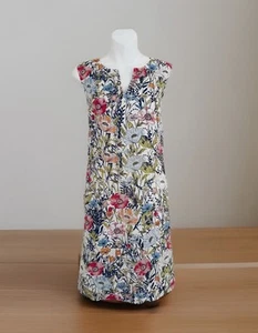J.JILL Love Linen Dress Size PM Sleeveless Floral Pockets Shift Split Neck - Picture 1 of 7