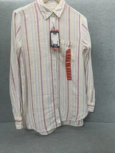 Gap Womens XS Long Sleeve Linen Blouse Sun Stripe Button Down Relaxed Beach - Picture 1 of 11