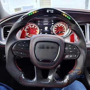 LED Carbon Fiber Steering Wheel For Dodge Charger Durango SRT Hellcat 2015-2023 - Picture 1 of 3
