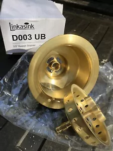 NEW Linkasink D003-UB, 1-3/4" Basket Sink Strainer Satin Unlacquered Brass 3.5" - Picture 1 of 6