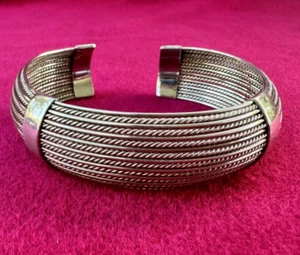 DS Sterling Silver 925 Multi Strand Wire Flex Cuff Bracelet 37.5 grams Thailand - Picture 1 of 8