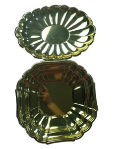 Vintage Solid Brass SERVING PLATES Brasscrafters American Family Set Of 2 - Picture 1 of 14