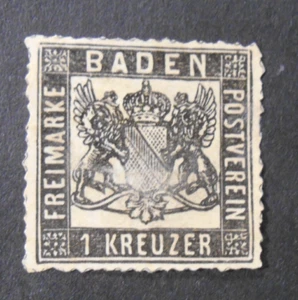 GERMANIA ,GERMANY ,Old State 1862 BADEN "Stemma fondo Bianco" 1Kr Mint Mic.17 - Picture 1 of 2