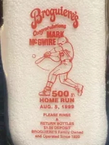 Vintage Broguiere’s Dairy Pyro bottiglia latte Mark McGwire 500 home run 1999 baseball - Foto 1 di 8