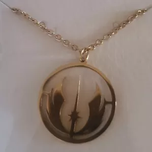 Star Wars The JEDI ORDER Gold Anhänger Emblem Halskette RAR NEU - Bild 1 von 3