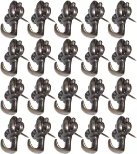Pack of 20 Zinc Alloy Flower Shape Push Pin Hangers Hook Pin Wall Hooks (Bronze) - Picture 1 of 5