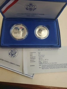 1986-S US Liberty 2 Coin Proof Set w/ a Comm. Silber Dollar und 1/2 Dollar - Bild 1 von 8