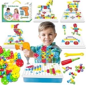 Kids Drill And Screw Set Creative Mosaic With Toy Drill & Kids Screwdriver Toy S - Picture 1 of 8