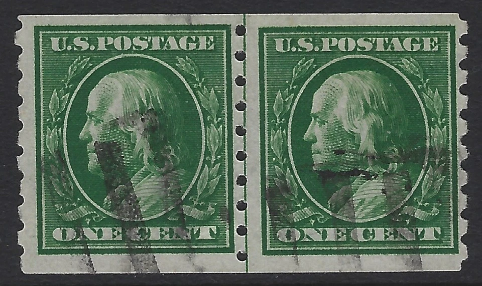 US Sc. # 392 - Coil Line Pair - Sound - 2022 PF Graded 70 Cert - SCV $500  (P-1) - Image 1 of 3