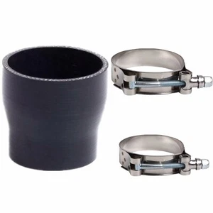 3" to 2.5" inch Silicone Reducer Coupler Turbo Pipe Black +2x T-Bolt Clamps - Picture 1 of 4