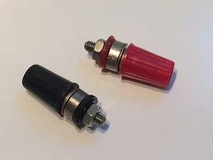 1960'S VINTAGE SPEAKER TERMINAL BINDING CONNECTIONS POSTS RED & BLACK blb50 - Picture 1 of 1