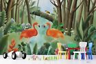 3D Cartoon Forest Flamingo Plant Self-Adhesive Removable Wallpaper Murals Wall