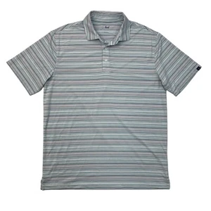 Oxford Golf Polo Shirt Mens L Large Blue Pink Striped Short Sleeve Performance - Picture 1 of 10