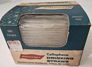 Vintage Glassips Cellophane Straws in Original Box Bar item Approx. 500 1950s? - Picture 1 of 6