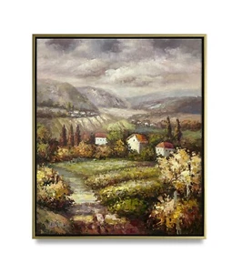 Pintura al óleo artística original de Nueva York de paisaje rural sobre lienzo 20x24 enmarcada - Imagen 1 de 6
