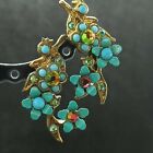 Michal Negrin Post Drop Earrings With Turquoise Swarovski Crystals Romantic Gift