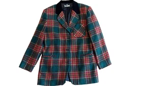 Vintage JL Colebrook Women's Green Plaid Blazer Jacket Wool Blend, Medium - Picture 1 of 16