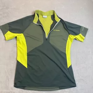 Columbia Womens Half-Zip Shirt XL Green & Yellow Polyester Short Sleeve - Picture 1 of 6