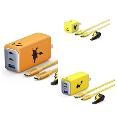 Pokemon Anker Pichu Pikachu Raichu USB C Charger 20W 65W 120W From Japan Limited - Image 1 of 4