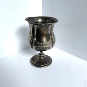 5" Antique Vintage Kuddish Silver Goblet Pedestal Cup - Picture 1 of 8