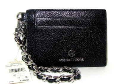 Michael Kors Negro Jet Set Dije Pequeño Cuero Cadena de Identificación Portatarjetas Nuevo con Etiquetas Foto 1 de 4