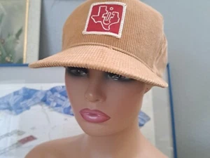 Texas Instruments TI Corduroy Hat Cap Patch Snapback Tan Bug Logo Swingster USA - Picture 1 of 21