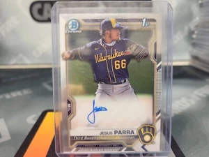 2021 Bowman Chrome Jesus Parra Prospect Autograph Auto #CPA-JPAR Brewers - Picture 1 of 2