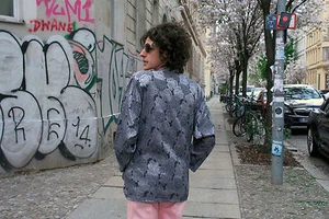 Jeff Laurent Ladies Jacket Silver Flowers 80er True Vintage Silver Jacket - Picture 1 of 10