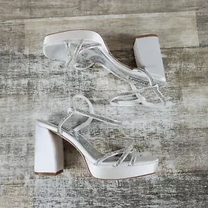 Badgley Mischka Frida Womens Shoes Sz 7.5 Silver Ankle Strap Strappy Sandals - Picture 1 of 14