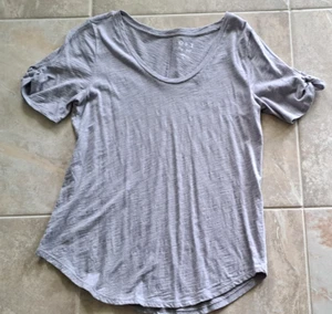 Ann Taylor Loft Vintage Soft Tee in Blue/Grey w/ Sleeve Detail Small - Picture 1 of 5