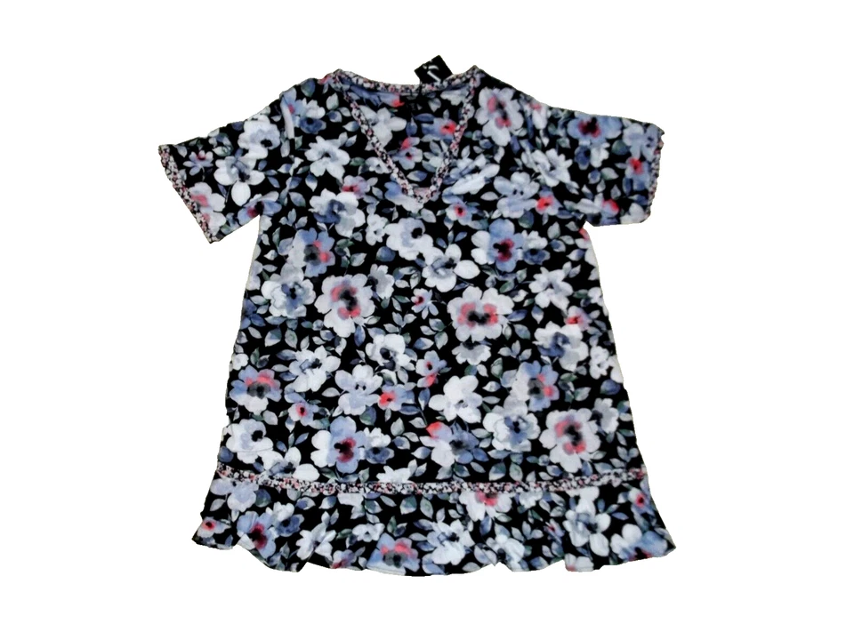 VESTIDO DE NOCHE VERA WANG Negro Floral Elástico FLOUNCE DOBLADILLO Pijama Talla 1X Nuevo con Etiquetas Foto 1 de 4