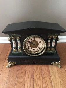 Antique Victorian Ingraham Bristol Conn Column Mantel Clock Shelf Clock 16"L - Picture 1 of 14